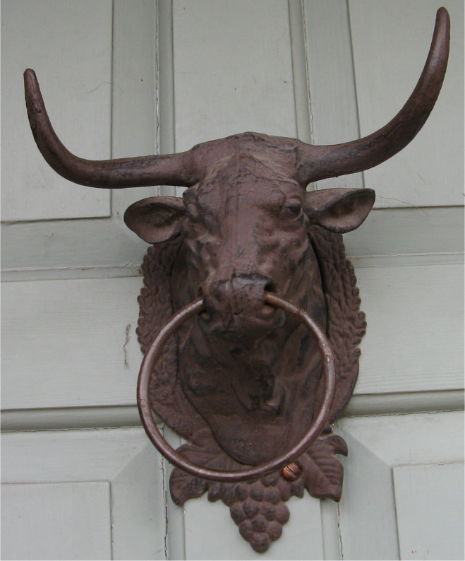 Horned bull door-knocker