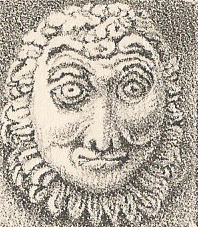 Grotesque staring-eyed face