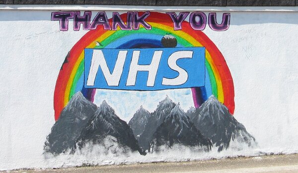 Thank You NHS coloured wall graffiti