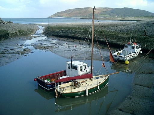 Porlock Weir Somerset (harbour) with three boats