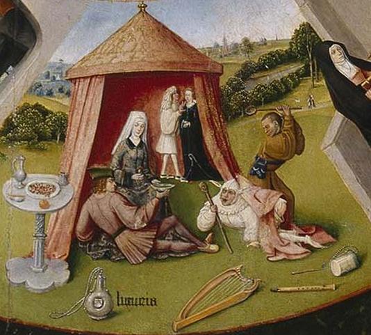Oil paintin. Luxuria. Detail of 7 Deadly Sins by H. Bosch. 
