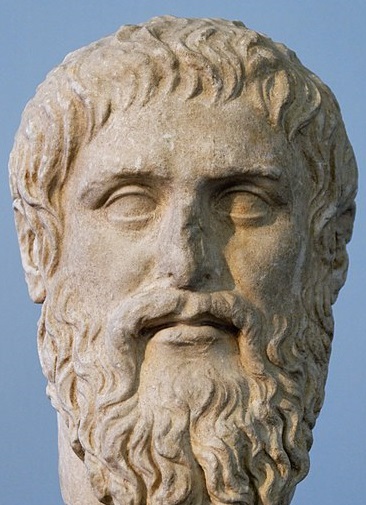 Bust of Plato in grey stone
