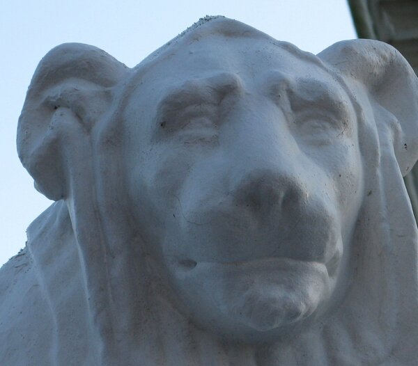 Blueish stone lion's head